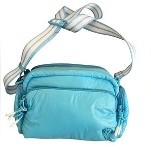 NWOT TALBOTS T FOR TALBOTS NYLON LIGHT AQUA CAMERA CROSSBODY BAG